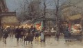 Sur un grand boulevard au crépuscule Parisien Eugene Galien Laloue